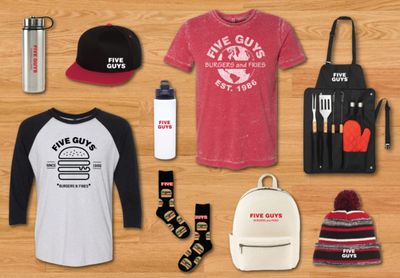 Five Guys Launches New Merch Including Hats, Apparel, Drinkware, Bags and Accessories