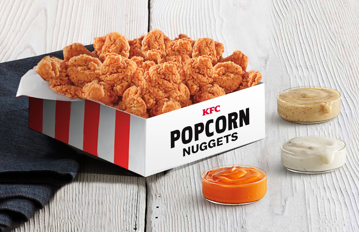 Large Box of Popular KFC Popcorn Nuggets for $10 at Participating Kentucky Fried Chicken Restaurants Large Box of Popular KFC Popcorn Nuggets for $10 at Participating Kentucky Fried Chicken Restaurants