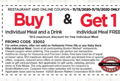 Rotisserie Rewards Members at Boston Market Check Your Inbox for an Exclusive Individualized Meal BOGO Coupon