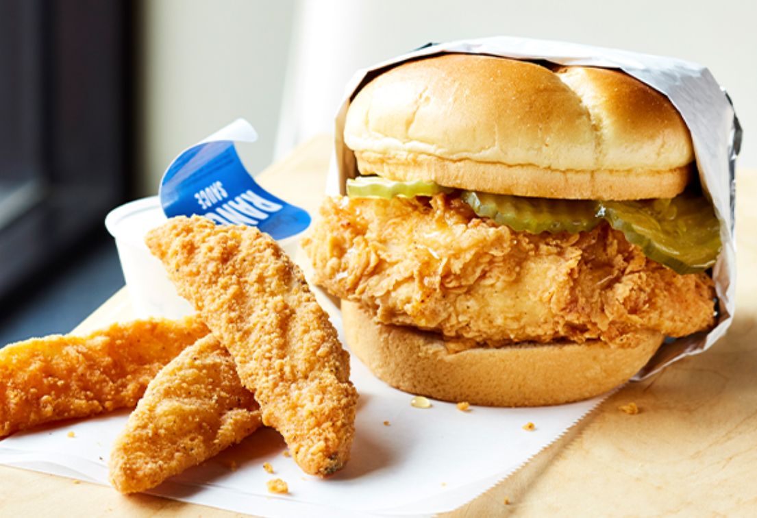 Fried Chicken Sandwich Featuring Zesty Pickles Available at Chester's Chicken Fried Chicken Sandwich Featuring Zesty Pickles Available at Chester's Chicken