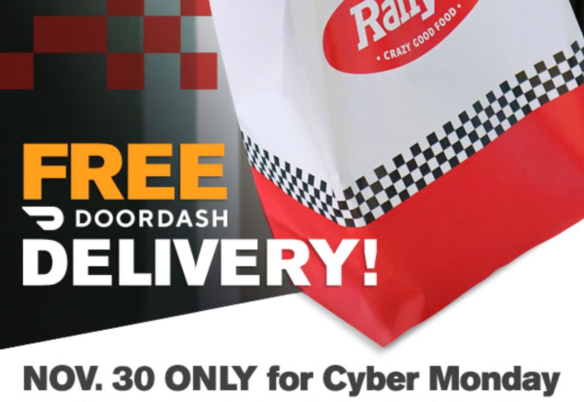 Free DoorDash Delivery on $15+ Orders for Checkers and Rally's this Cyber Monday Only Free DoorDash Delivery on $15+ Orders for Checkers and Rally's this Cyber Monday Only