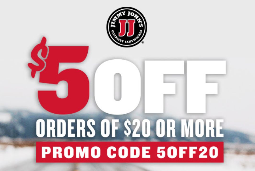 Get $5 Off Online or In-App Orders of $20 or More with New Promo Code at Jimmy John's Get $5 Off Online or In-App Orders of $20 or More with New Promo Code at Jimmy John's