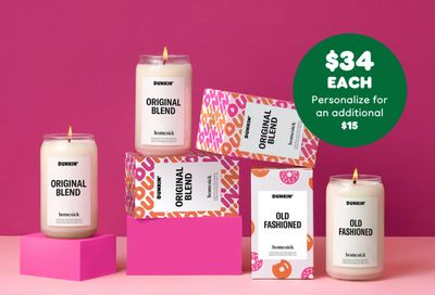 Dunkin' Donuts Original Blend and Old Fashioned Scented Candles Now Available through the Homesick Online Shop