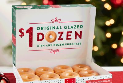 Buy 1 Dozen Doughnuts In-Store, Get 1 Original Glazed Dozen for $1 at Krispy Kreme Extended to December 13