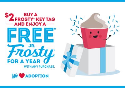 Get a Year of Free Jr. Frosties with Purchase and Support the Dave Thomas Foundation with $2 Frosty Key Tags at Wendy's