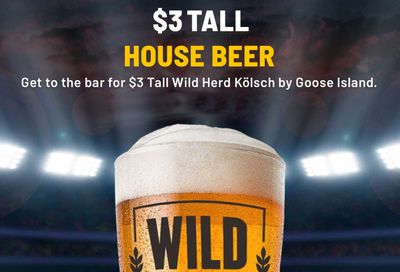 $3 Tall House Beer Returns to Buffalo Wild Wings with Dine-in Only Service 