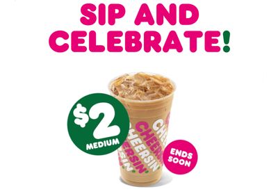 $2 Medium Iced Coffees Offered for a Limited Time Only to DD Perks Rewards Members