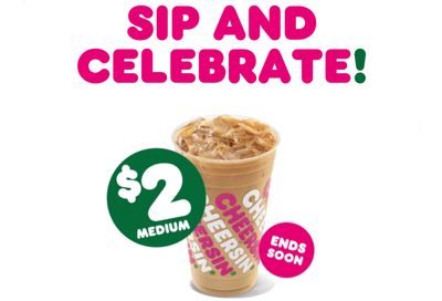 $2 Medium Iced Coffees Offered for a Limited Time Only to DD Perks Rewards Members