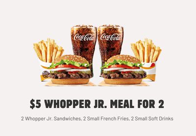 New $5 Whopper Jr. Meals for 2 Deal Arrives at Burger King  