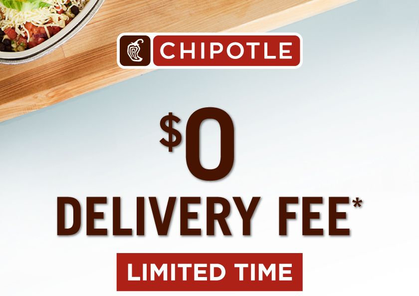 For a Limited Time Receive a $0 Delivery Fee When You Add Chipotle's New Cilantro-Lime Cauliflower Rice to Your Order For a Limited Time Receive a $0 Delivery Fee When You Add Chipotle's New Cilantro-Lime Cauliflower Rice to Your Order