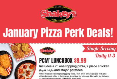 Get a PCM Lunchbox for $9.99 Between 11 and 3 pm at Shakey's Pizza Through to January 30 with a New Coupon