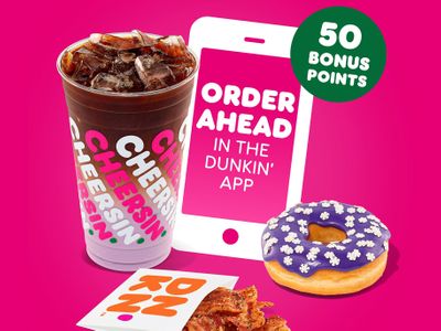 January 9 and 10 Only: DD Perks Members Who Use "Order Ahead" In-app will Get 50 Bonus Points at Dunkin' Donuts