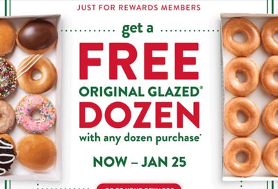 Krispy Kreme Rewards Members Will Receive a Free Original Glazed Dozen With Any Dozen Purchase For a Limited Time  