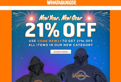 Receive 21% Off All New 2021 Merch at the Whataburger Online Shop with a New Promo Code