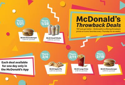 Enjoy Big Savings with Throwback Deals Every Thursday at McDonald's with a $1+ In-app Purchase for a Limited Time