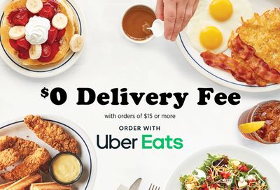 Through to April 11, Get a $0 Delivery Fee on your $15+ IHOP Order Using Uber Eats