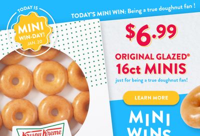 January 20 Only: Get a 16 Piece Box of Original Glazed Minis for only $6.99 at Krispy Kreme