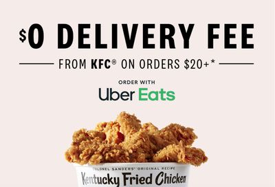 Get a $0 Delivery Fee When You Order $20+ from Kentucky Fried Chicken Using Uber Eats Through to January 28