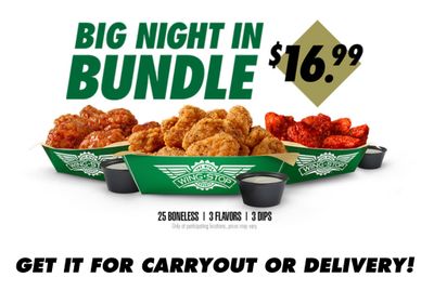 For a Limited Time Only Wingstop Launches the $16.99 Big Night In Bundle with Boneless Chicken Wings & Dip