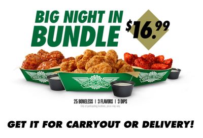 For a Limited Time Only Wingstop Launches the $16.99 Big Night In Bundle with Boneless Chicken Wings & Dip