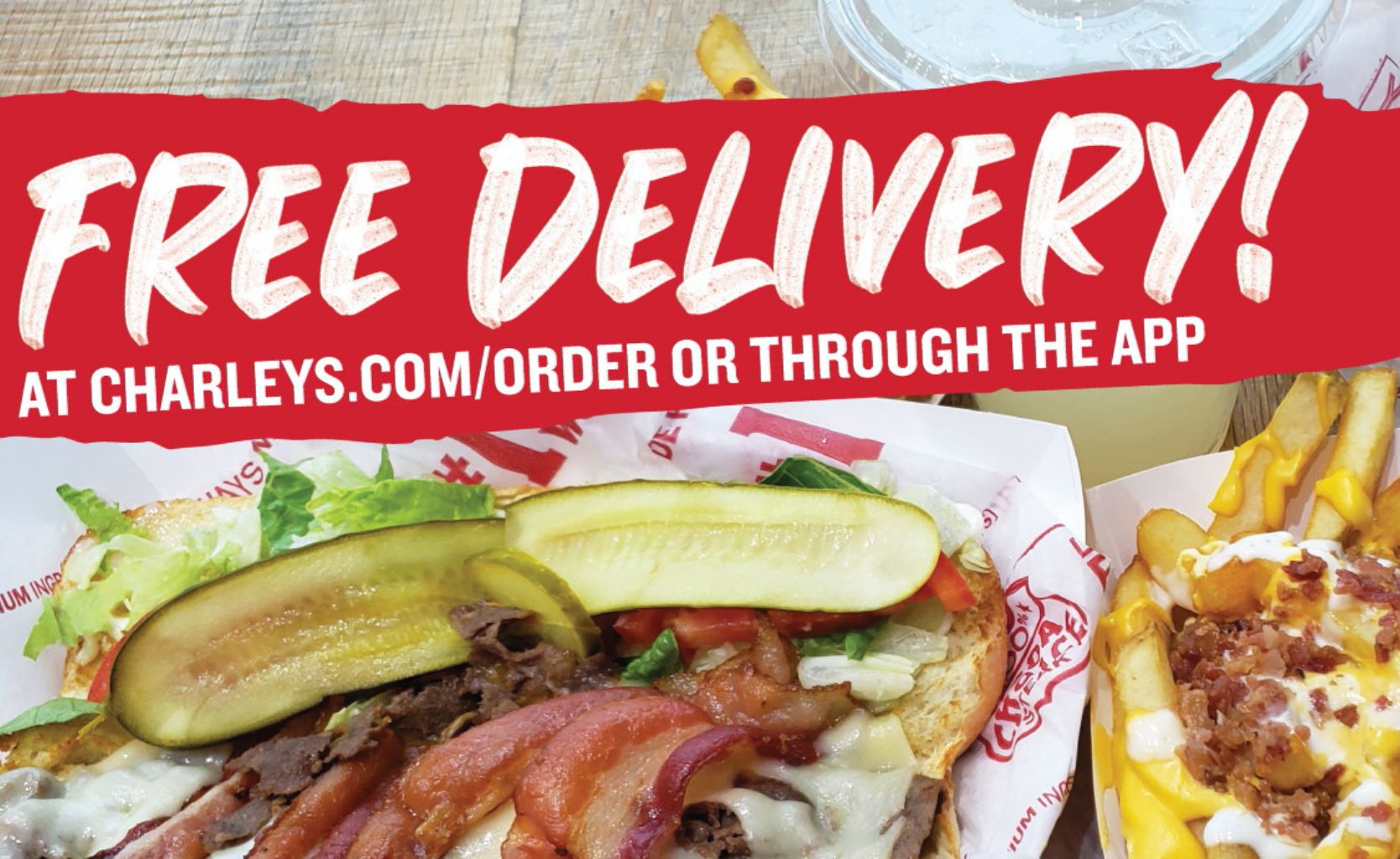 Get Free Delivery Through to January 31 at Charleys Philly Steaks with Online or In-app Orders Get Free Delivery Through to January 31 at Charleys Philly Steaks with Online or In-app Orders
