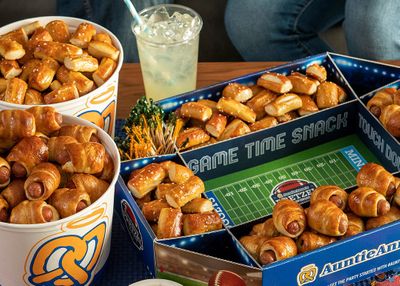 This Weekend Only Get Free Delivery and 20% Off When You Order from the Football Favorites Menu Using the Pretzel Perks App at Auntie Anne's Pretzels