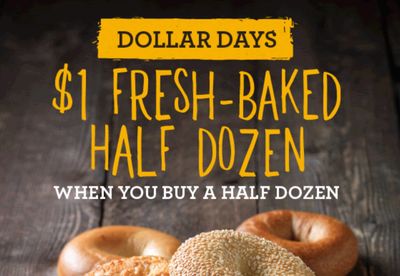 February 6-7: Shmear Society Members Can Get a Half Dozen Bagels for $1 When They Buy 1 Fully Priced Half Dozen at Einstein Bros. Bagels