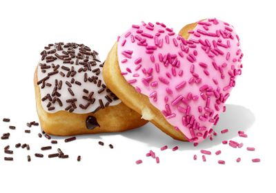 The Heart-Shaped Brownie Batter Donut and Cupid's Choice Donut Land at Dunkin' Donuts for Valentine's Day