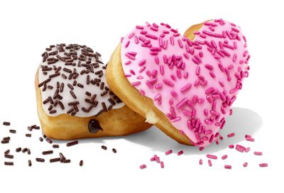 The Heart-Shaped Brownie Batter Donut and Cupid's Choice Donut Land at Dunkin' Donuts for Valentine's Day