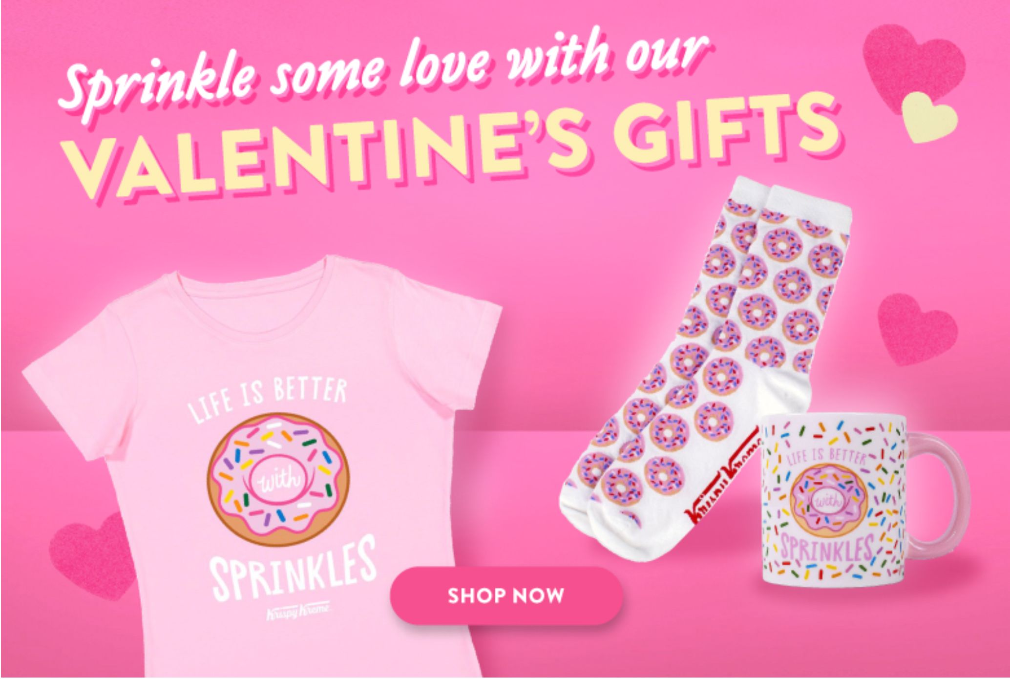 Krispy Kreme Offers New Online Valentine's Day Merch with the Sprinkles Collection for a Limited Time