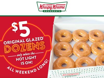 Save Big with $5 Original Glazed Dozens During Hot Light Hours Only at Krispy Kreme Through to February 28