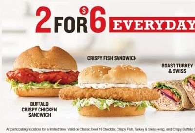 Arby’s 2 for $6 Value Menu Deals!