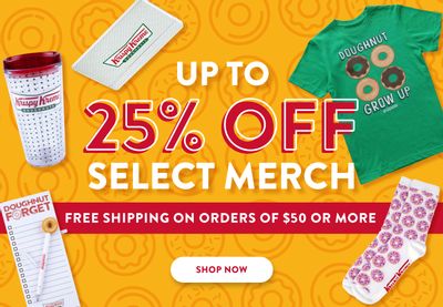 Save Up to 25% Off Select Krispy Kreme Online Merch with Free Shipping on $50+ Orders