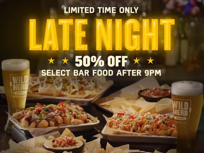 Save 50% Off after 9 PM on Select Dine-in Bar Food at Buffalo Wild Wings Through to August 31