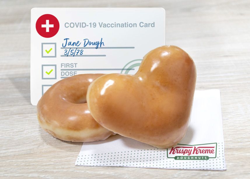 One Week Only: Get 2 Free Doughnuts at Krispy Kreme with Proof of Vaccination One Week Only: Get 2 Free Doughnuts at Krispy Kreme with Proof of Vaccination