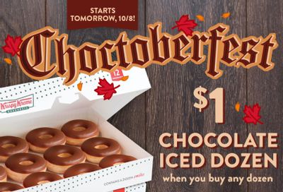 Buy 1 Dozen and Get a Second Chocolate Iced Dozen for $1 with a New Deal for Rewards Members at Krispy Kreme