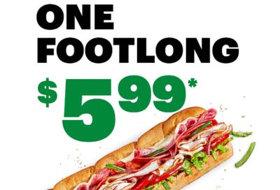 MyWay Rewards Members Can Get a $5.99 Footlong to Celebrate Footlong Friday with an Online or In-app Subway Order