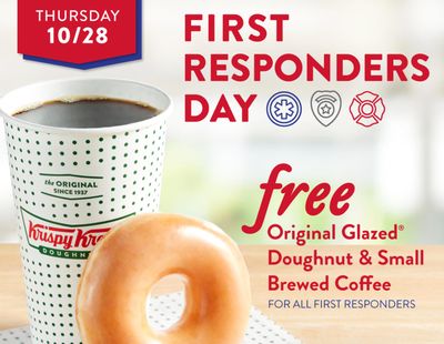 First Responders Can Receive a Free Small Coffee and Original Glazed Doughnut In-shop at Krispy Kreme on October 28