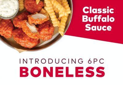 For $5 at Arby's Get 6 Pieces of Boneless Chicken Wings and a Small Crinkle Fries