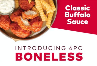 For $5 at Arby's Get 6 Pieces of Boneless Chicken Wings and a Small Crinkle Fries