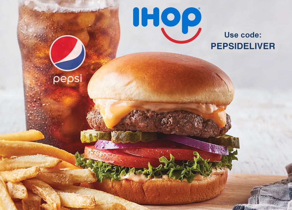 Get a $0 Delivery Fee When You Add a Pepsi to Your In-app or Online IHOP Order this Weekend Only Get a $0 Delivery Fee When You Add a Pepsi to Your In-app or Online IHOP Order this Weekend Only