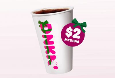 Get a Medium 2021 Holiday Blend Coffee for $2 at Dunkin’ Donuts Through to November 30 