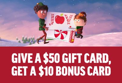 Buy a $50 Gift Card and Get a Free $10 Bonus Card Online or In-restaurant at Applebee’s