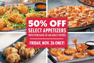Red Lobster Offers 50% Off a Select Appetizer with an Online Adult Entree Purchase in Florida and Texas this Black Friday