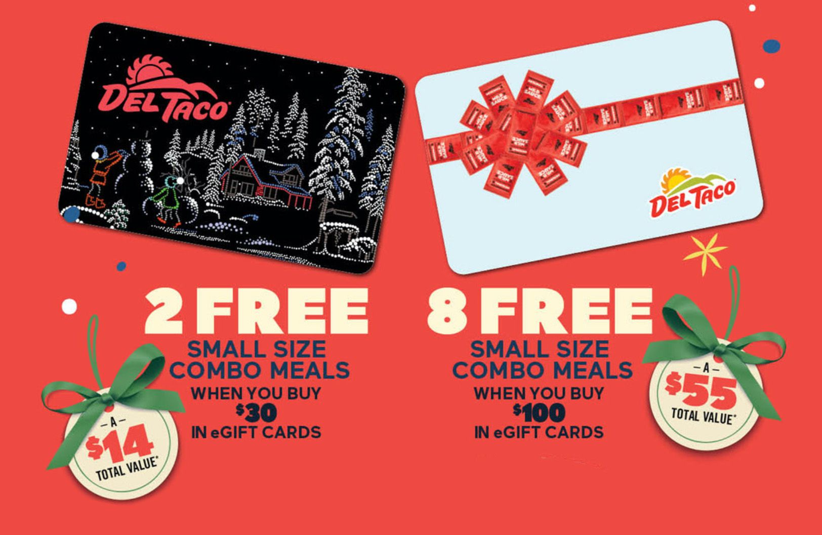 Del Taco Brings Back Small Combo Coupon Give-aways with $30+ or $100+ Gift Card Purchase for Four Days Only Del Taco Brings Back Small Combo Coupon Give-aways with $30+ or $100+ Gift Card Purchase for Four Days Only