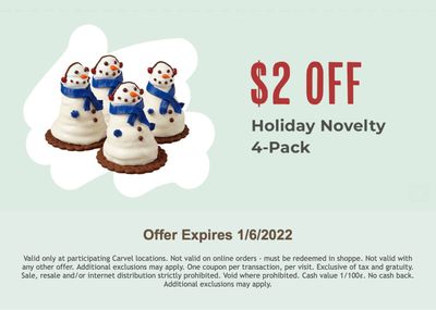 Fudgie Fanatics Can Now Get $2 Off a Holiday Pack In-shop at Carvel With a Members Exclusive Coupon