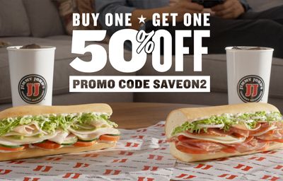 Buy 1 Sub and Save 50% Off a Second Sub with Online and In-app Purchases at Jimmy John’s