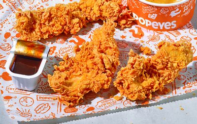 Enjoy the 3 Tenders Carryout Combo for $6 with a Drink, Side and Biscuit at Popeyes Chicken 
