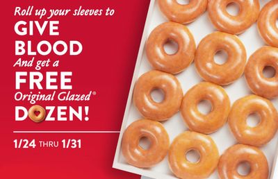 Get a Free Original Glazed Dozen In-shop at Krispy Kreme When You Donate Blood Through to January 31 (Proof Required)