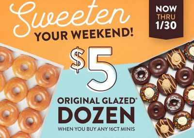 Receive a $5 Original Glazed Dozen this Weekend When You Also Purchase 16 Mini Doughnuts at Krispy Kreme